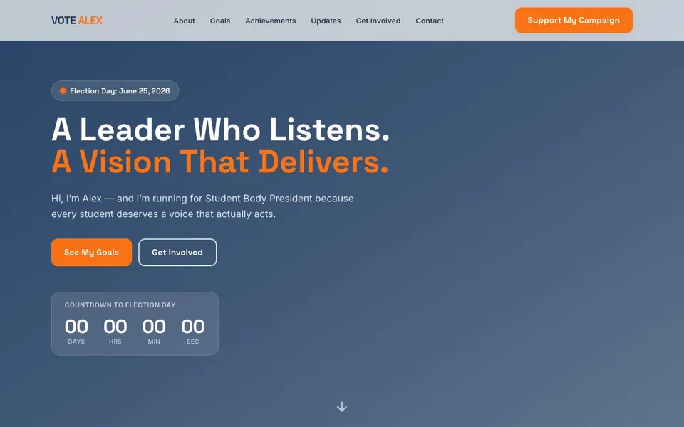 Vote Alex — Campaign Microsite