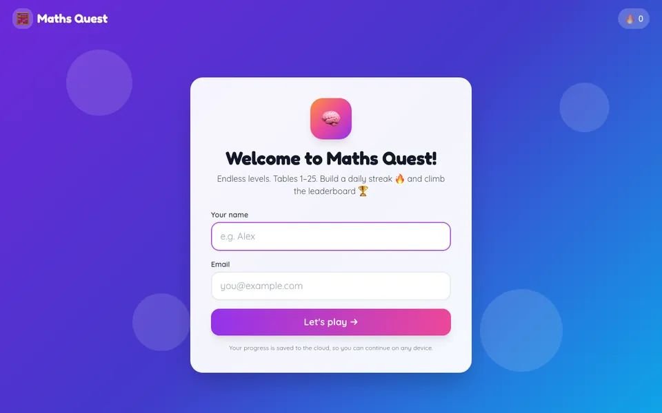 Maths Quest — Adaptive Game