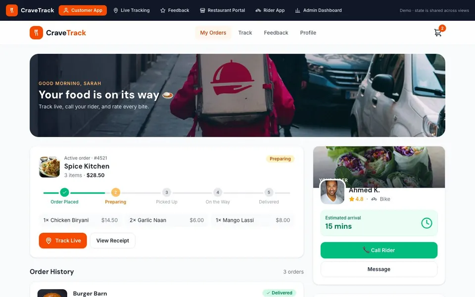 CraveTrack — Delivery Tracking