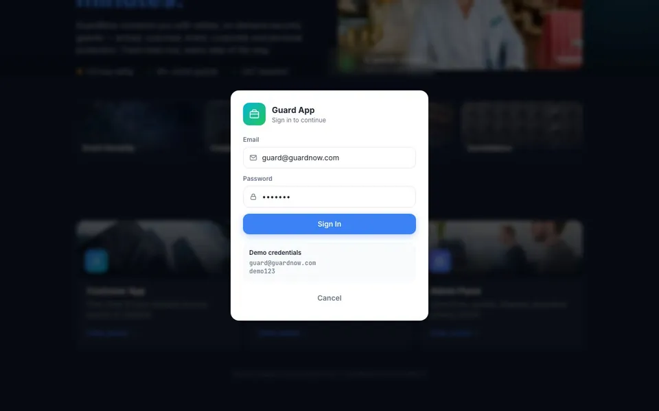 GuardNow — Guard Booking